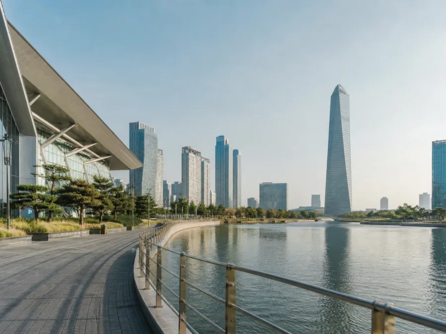 Decorative view of the Incheon waterfront and skyline